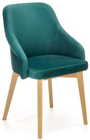 Krzesło tapicerowane dąb miodowy/ciemno zielone welurowe TOLEDO 2