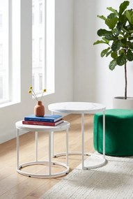 Komplet 2 stolików kawowych marmur + biały W2-H31