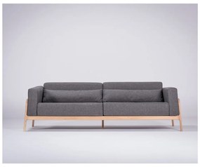 Ciemnoszara sofa z konstrukcją z drewna dębowego Gazzda Fawn, 240 cm