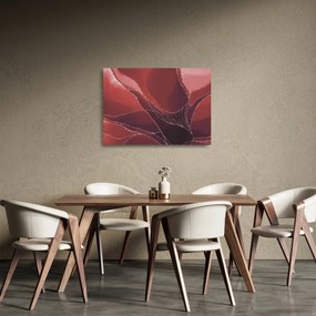 Obraz na szkle - Czerwony abstrakcyjny kwiat N⁰2 (70x50 cm)