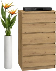 Klasyczna komoda z 5 szufladami dąb artisan C6-K90