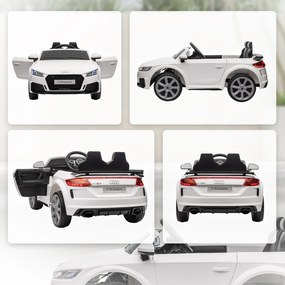 HOMCOM Elektryczny samochód dla dzieci, Audi TT RS Roadster, 3 km/h, pilot zdalnego sterowania, LED, USB, Biały