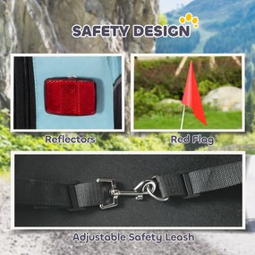 PawHut Składana przyczepka rowerowa z odblaskami, smyczą, dla średnich psów do 20 kg, 143 x 70 x 90 cm, jasnoniebieska | Aosom PL