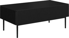 Stolik kawowy Nicole 120 cm z szufladami i metalowymi nogami - czarny mat / czarne nóżki