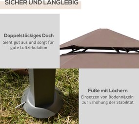 Outsunny Pawilon Grillowy Namiot Ogrodowy z Podwójnym Daszkiem Stalowy | Aosom PL