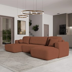 Masseno Narożnik SENTUM z funkcją spania i pojemnikiem na pościel Narozniki U, Rozkładana sofa - Ceglasty, NOW OR NEVER 54