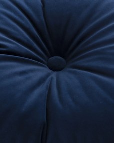 Poduszka kwadratowa Velvet z guzikiem kolor granatowy tkanina połyskliwa, welwetowa