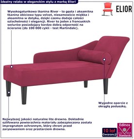 Bordowy leżanka szezlong na drewnianych nóżkach K9-L15