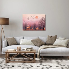 Zdjęcie - Jeleń w blasku zachodzącego słońca (70x50 cm)