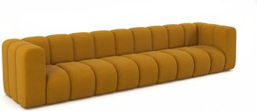 Sofa pięcioosobowa, kanapa Grand, tkanina welurowa Salvador, Żółty