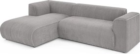 Jasnoszary sztruksowy narożnik (lewostronny/z szezlongiem) Merid – Ropez