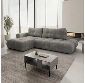 Rozkładany narożnik tapicerowany ALMADA z pojemnikiem na pościel, lewy, w kształcie L, szary