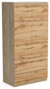 Szafa 90cm Garderoba z 2 szufladami i wieszakiem LUNA Dąb Sonoma/Dąb Wotan