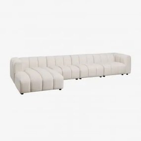 Sofa Modułowy Z Lewym Szezlongiem, 4-częściowy, Z Tkaniny Bouclé Eliot Bukla Kremowy Beż - Sklum