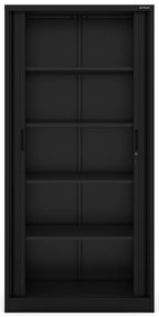 Metalowa szafa biurowa z roletą DAMIAN, 900 x 1850 x 450 mm, czarna