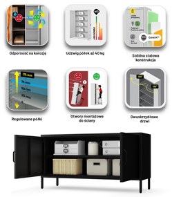 Metalowa szafka RTV czarna ROSA Modern