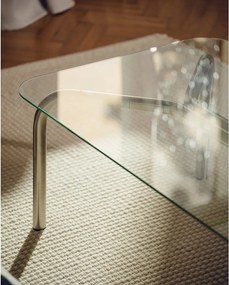 Stolik ze szklanym blatem w kolorze srebra 60x110 cm Uku – noo.ma