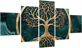 Obraz – Złote drzewo życia w marmurze (125x70 cm)