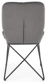Krzesło popielaty nowoczesne metalowe tkanina velvet do jadalni szare K454