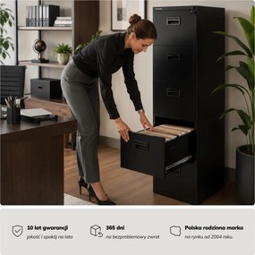 Szafa kartotekowa metalowa czarna, 460x1625,5x600 mm: SARA V5
