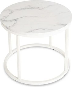 Stolik Kawowy AGNES 53 cm Biały Marmur Nowoczesny