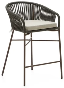 Ogrodowy hoker z zieloną plecionką Kave Home Yanet, wys. 85 cm