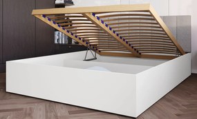 Białe łóżko z zagłówkiem tapicerowanym boucle 120x200 - Berigi 3X