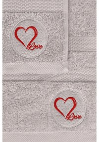 Szare bawełniane ręczniki zestaw 2 szt. frotte Love – Foutastic