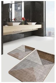 Szaro-brązowe aksamitne dywaniki łazienkowe zestaw 2 szt. 60x100 cm – Mila Home