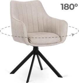 Krzesło Tapicerowane Obrotowe do Salonu MUMBAI Kremowe Nowoczesne