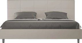 Łóżko bez stelaża tapicerowane 180x210 sztucznej skóry szaro-beżowy Mika