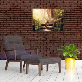 Obraz na szkle - tygrys w dżungli (70x50 cm)