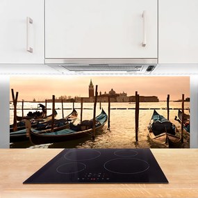 Szkło do Kuchni na Ścianę Łódź Rybacka Na Morzu