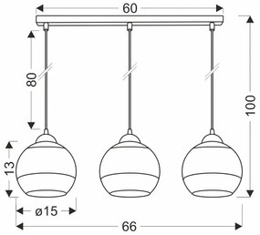 Nowoczesna potrójna lampa wisząca ze złotymi kloszami - D238-Gris