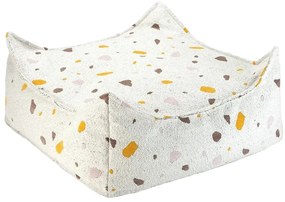 Biały dziecięcy worek do siedzenia z materiału bouclé/z tkaniny szenilowej Terrazzo Square – Wigiwama