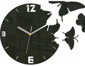 Zegar ścienny nowoczesny do salonu lub sypialni akrylowy brązowy z motylami