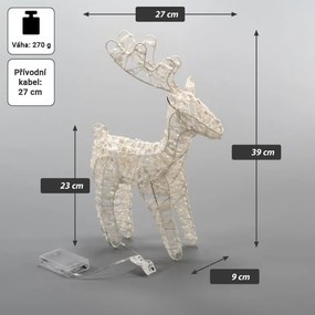 Zestaw błyszczących reniferów, 45 diod LED, z zegarem, na ba