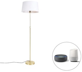 Inteligentna lampa podłogowa złota z abażurem lnianym białym 45 cm z WiFi A60 - Parte Nowoczesny Oswietlenie wewnetrzne