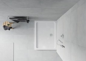 Mexen Flat brodzik prostokątny slim 80 x 70 cm, biały, syfon chrom - 40107080