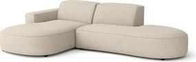 Narożnik modułowy CURSAL G lewostronny 271×166×73 cm – kremowy  Raven 24, zaokrąglone leżanki, wolnostojący