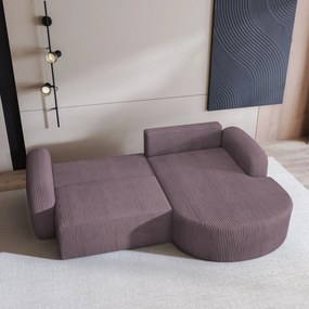 Masseno Narożnik AMILIA z funkcją spania i pojemnikiem na pościel Narozniki L, Rozkładana sofa - Wrzos, POSO 130
