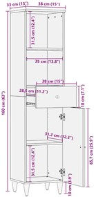 Czarny drewniany słupek łazienkowy - Rebex 25X