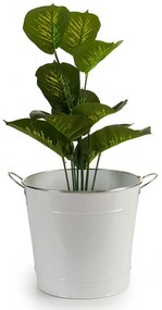 Osłonka na doniczkę typu wiaderko, cynkowa, biała