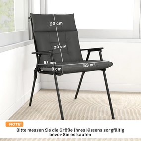 Outsunny 4-częściowy zestaw poduszek wodoodporny, antypoślizgowy, z paskami, na taras i ogród, 111,5 x 53 x 8 cm, ciemnoszary | Aosom PL