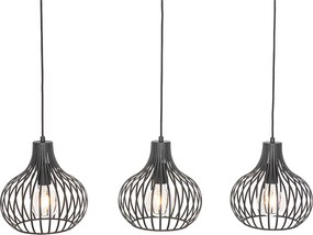 Nowoczesna lampa wisząca czarna 3-światłowa - Saffira