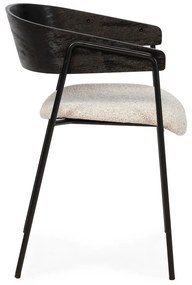 Czarne/beżowe tapicerowane fotele jadalniane zestaw z podłokietnikami 2 szt. Cora – MOME