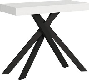 Konsola rozkładana 90x40/196 cm Krack Small frassino biała nogi w kolorze antracytu