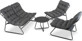 Zestaw Mebli Ogrodowych MEGARA Szary Sofa 2x Fotel Stolik Tarasowy Nowoczesny