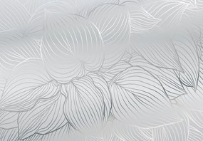 Fototapeta - Srebrne kontury liści (196x136 cm)
