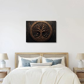 Obraz na szkle – Drewniane drzewo życia (70x50 cm)